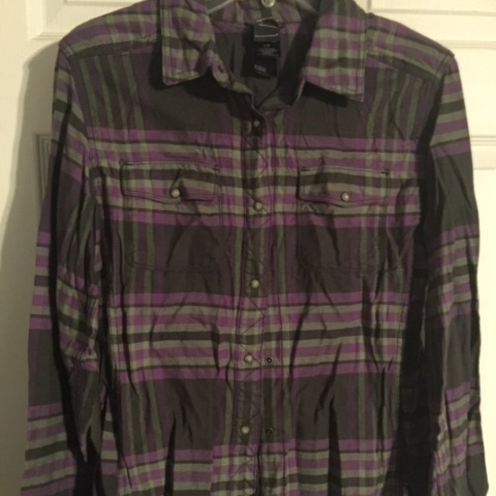 The North Face Women's Flannel Shirt Size M Olive Green Plaid